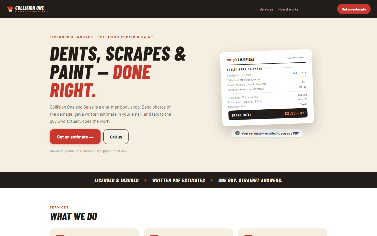 Collision One and Sales, screenshot